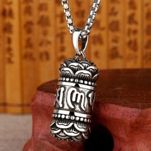 S925 Silver Six Syllable Mantra Om Mani Padme Hum Love and Compassion Necklace