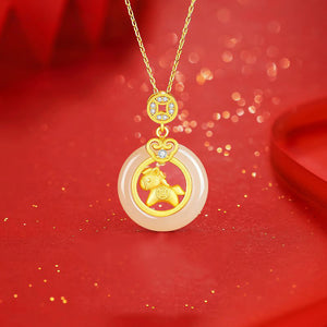 S925 Sterling Silver Jade Safety Buckle Balance and Harmony Necklace