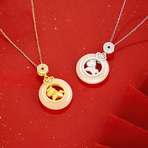 S925 Sterling Silver Jade Safety Buckle Balance and Harmony Necklace