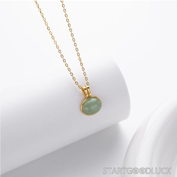 Silver/golden - Framed Jade Necklace Pendant: A Symbol of Spiritual Purity