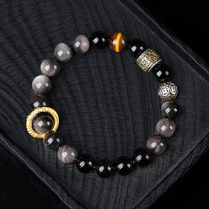 Men’s Silver Obsidian Bracelet for Courage & Strength