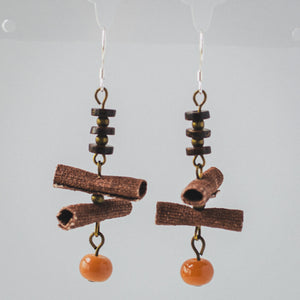 Silver dangle Earrings retro Zen handmade jewelry