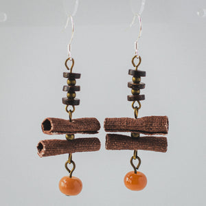 Silver dangle Earrings retro Zen handmade jewelry