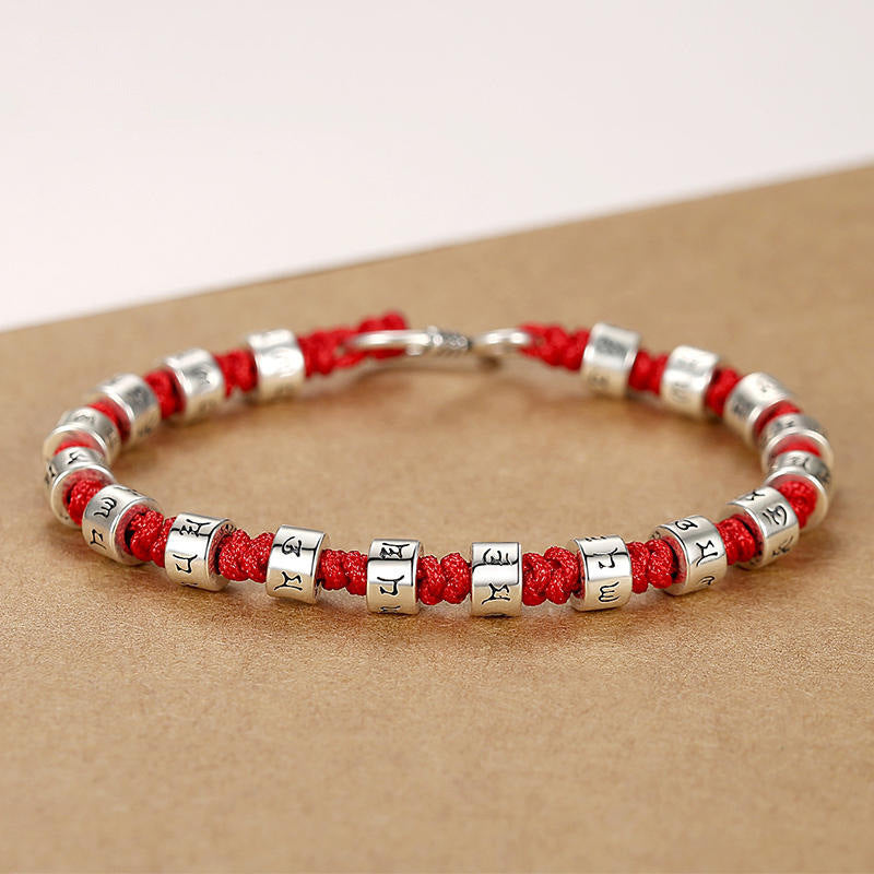 Six-Character Mantra Retro Style Hand-Woven Couple Bracelets