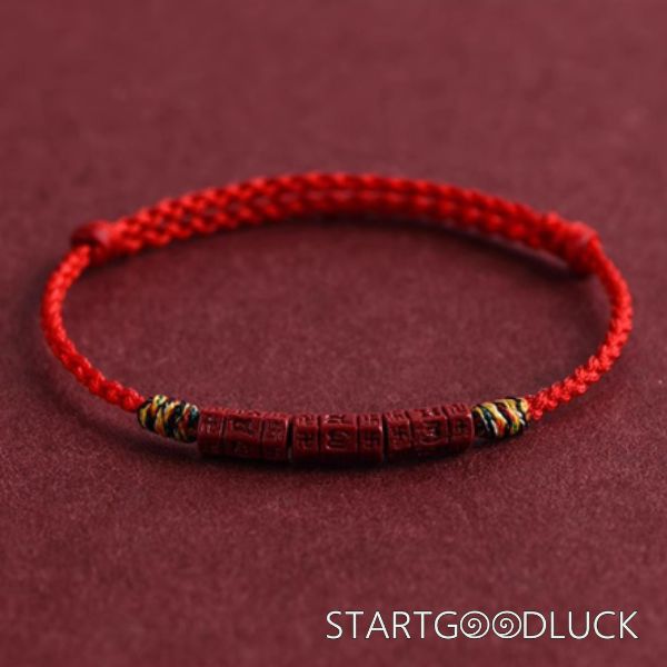 Six-syllable Mantra Red String Bracelet | Om Mani Padme Hum | Prayer Bracelet