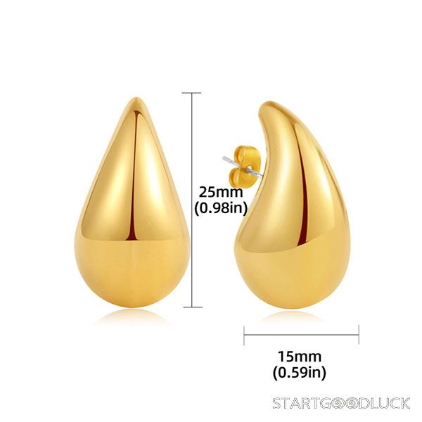 Teardrop Dangle Earrings - Gold & Silver Drop Shape Statement Jewelry for Daily & Party Looks