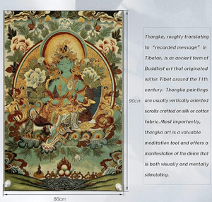 Thangka Painting | Embroidered Green Tara on Lotus Throne: Protection & Healing