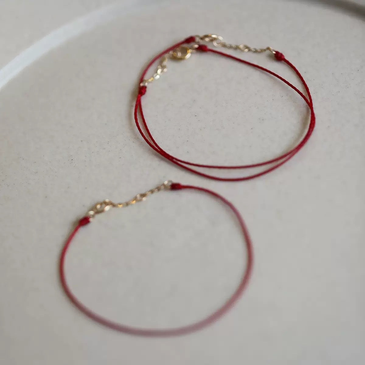 Thin Red string Bracelet - Delicate Thin Cord with 925 Silver Clasp