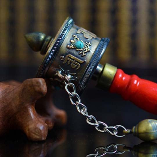 Tibetan Prayer Wheel: Mini Handheld with 4.53” Height & 1.5” Width (Portable Merit Accumulator)
