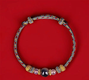 Tibetan Bracelet with Agate Beads – Hand-Woven Couple’s Bracelet