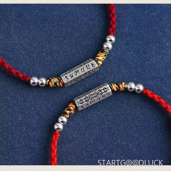 Tibetan Handmade Red String Good Luck Bracelet with Six - Syllable Mantra: Blessings in Every Knot - StartGoodLuck
