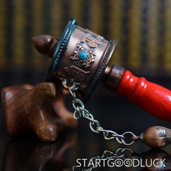Tibetan Prayer Wheel: Mini Handheld with 4.53” Height & 1.5” Width (Portable Merit Accumulator)