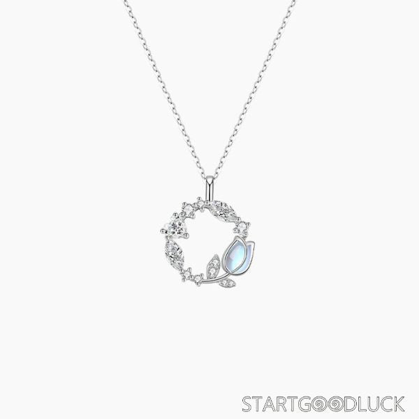 Tulip Pendant Necklace - Crystal Pendant  Minimalist Fashion Jewelry for Women