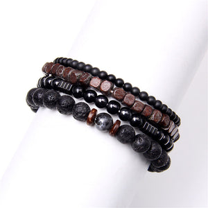 Natural Lava Stone Beaded Bracelet Set for Men and Women