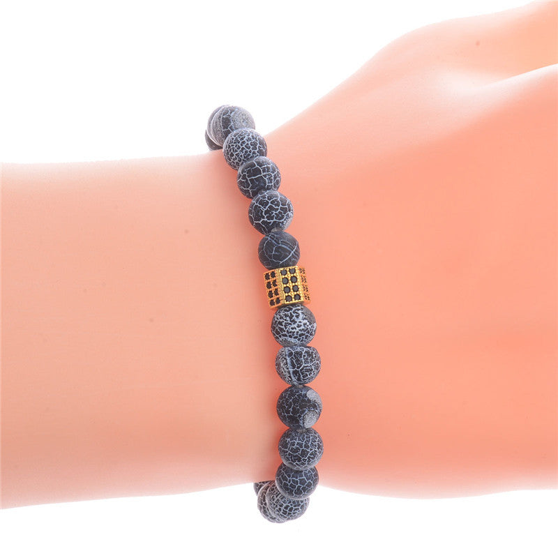 Volcanic rock Bracelet bracelet 8mm Wind fossil beads