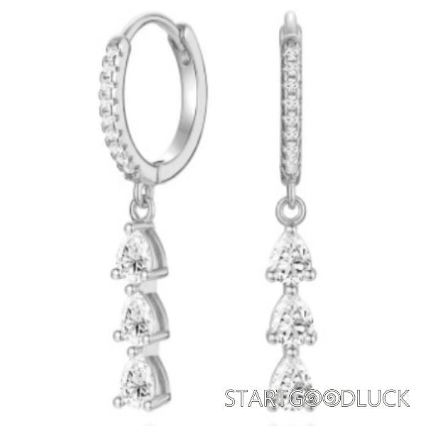Water Drop Earrings | Gold and Silver Diamond 3 Water Drops Earrings | Best Gift For Women