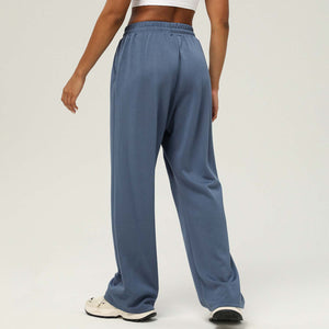 Women Casual Style Solid Color Cotton High Waist Lift Hip Straight Pants