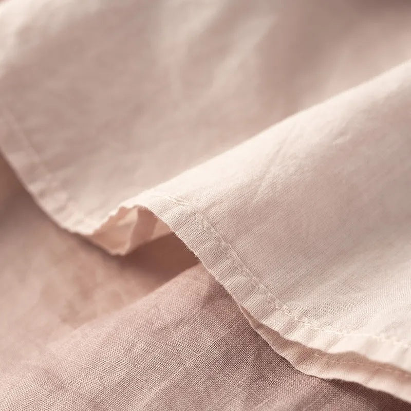 Women Solid Color Artistic Retro Cotton and Linen Skirt with Elastic Waist Mid-Length Skirts