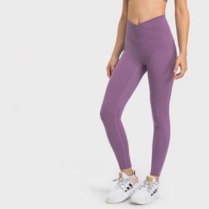 Women Solid Color Yoga Sports Style Nylon & Spandex High Waist Fitness Leggings