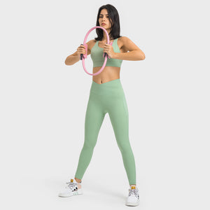 Women Solid Color Yoga Sports Style Nylon & Spandex High Waist Fitness Leggings