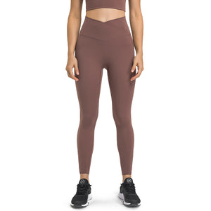 Women Solid Color Yoga Sports Style Nylon & Spandex High Waist Fitness Leggings