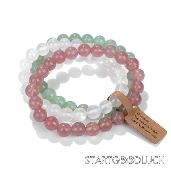 Women Stretch Bracelet | Crystal & Agate Bracelet Set | Mental Heath Gemstone