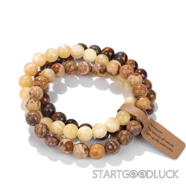 Women Stretch Bracelet | Crystal & Agate Bracelet Set | Mental Heath Gemstone