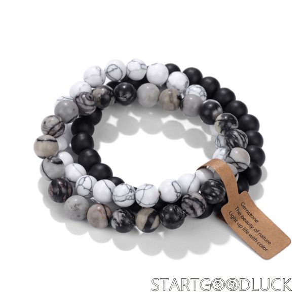 Women Stretch Bracelet | Crystal & Agate Bracelet Set | Mental Heath Gemstone