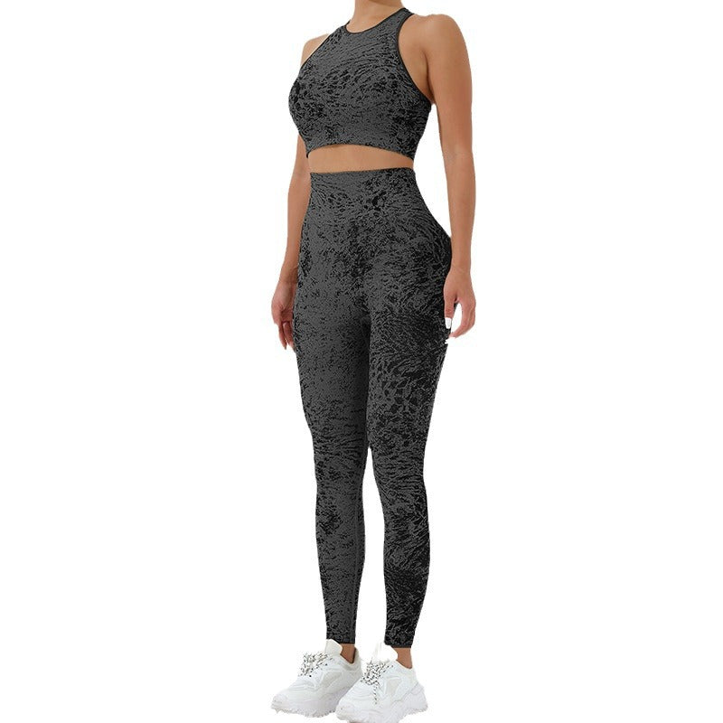 Women Yoga Style Nylon Seamless Sports Suit High Waist Leggings