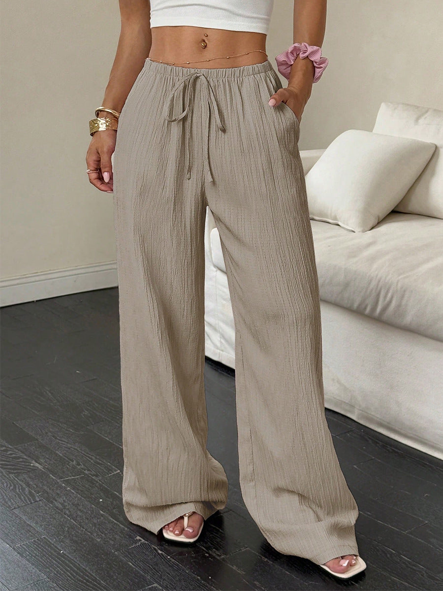 Women's casual pants solid color straight trousers