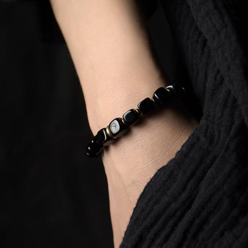 Wood & Brass Niche Design Prosperity and Wealth Bracelet