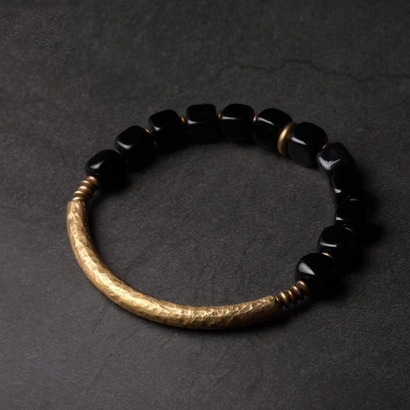 Wood & Brass Niche Design Prosperity and Wealth Bracelet
