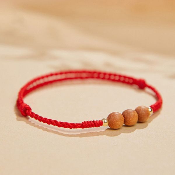 Wooden Beads Bracelet Adjustable Red String Bracelet