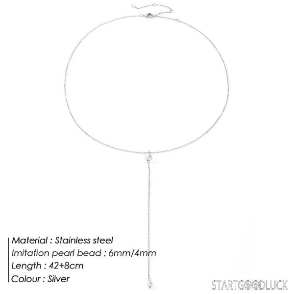 Y - shaped pearl necklace | Stainless Steel 14K Gold/Silver Jewelry