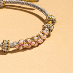 red String Protection Bracelet with Peach Blossom