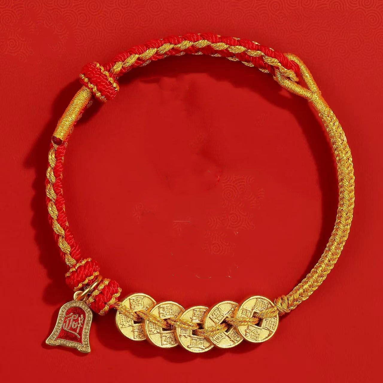 Coin charm Bracelets Red hand-woven String fit for Zodiac year Gift