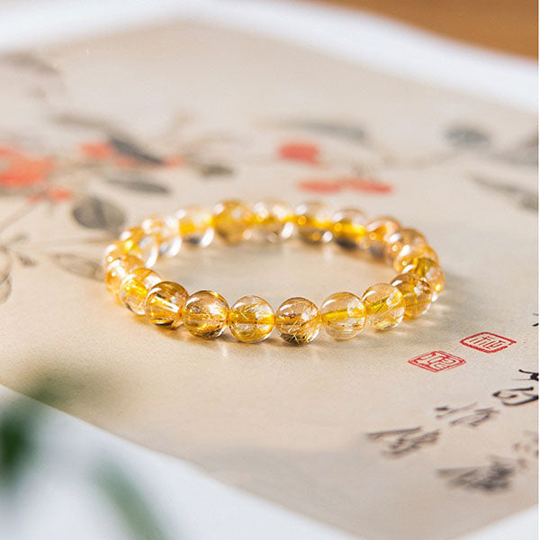 Yellow agate Bracelet Citrine Transfer Beads Luck Bracelet