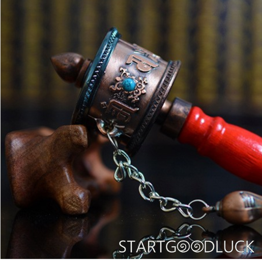 Tibetan Prayer Wheel: Mini Handheld with 4.53” Height & 1.5” Width (Portable Merit Accumulator)