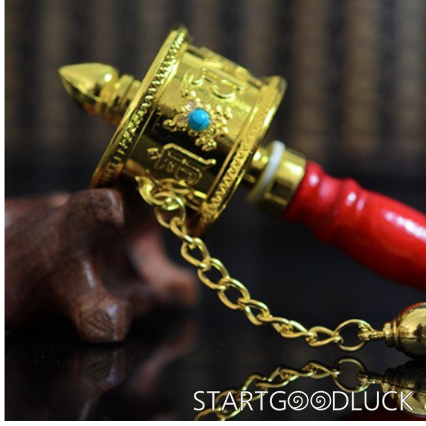Tibetan Prayer Wheel: Mini Handheld with 4.53” Height & 1.5” Width (Portable Merit Accumulator)