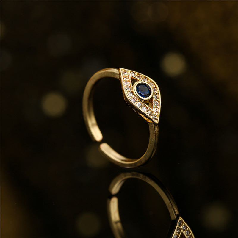 18K Gold Plated Devil's Eye Open Protection and Guardianship Ring