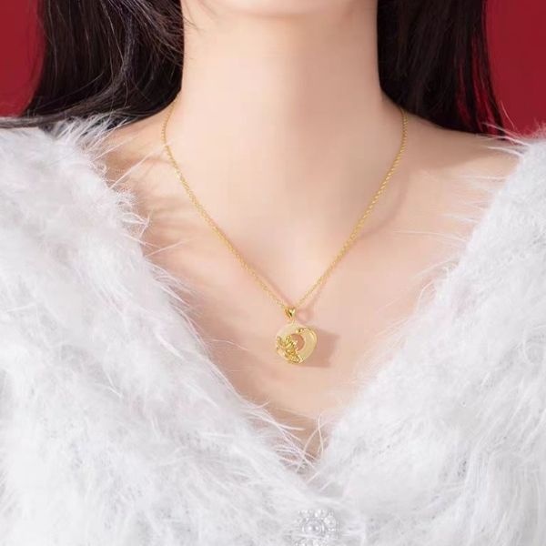 18K Gold Plated Natural White Jade Loutus Peace and Tranquility Necklace