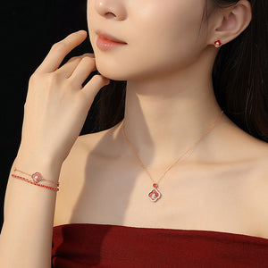 18K Gold Plated Red Agate Horse Year Balance and Harmony Necklace