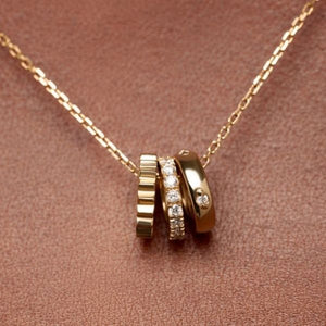 18K Gold Plated Three Layers Rings Balance and Harmony Necklace