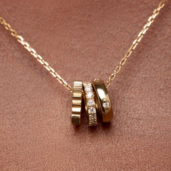 18K Gold Plated Three Layers Rings Balance and Harmony Necklace