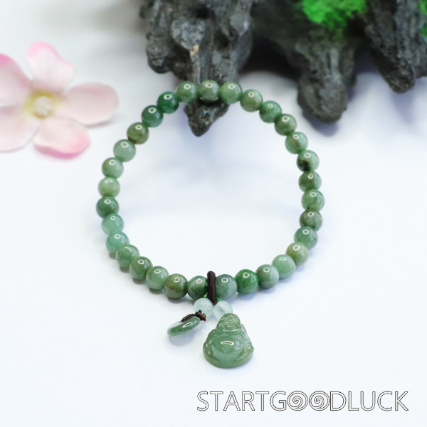 Jade Bead Bracelet | Natural jadeite | Jade Buddha Pendant | Buddha bless