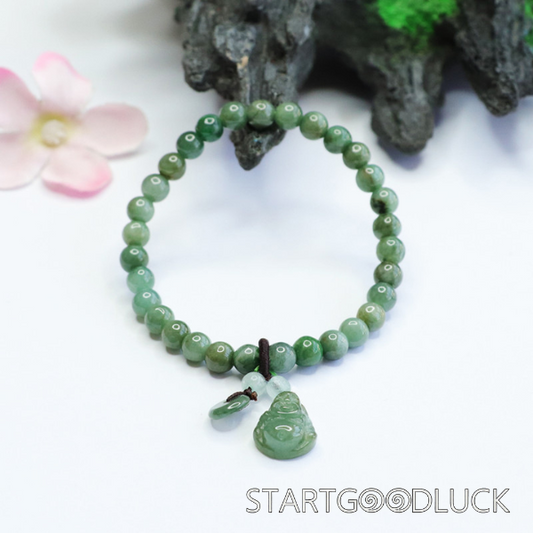 Jade Bead Bracelet | Natural jadeite | Jade Buddha Pendant | Buddha bless