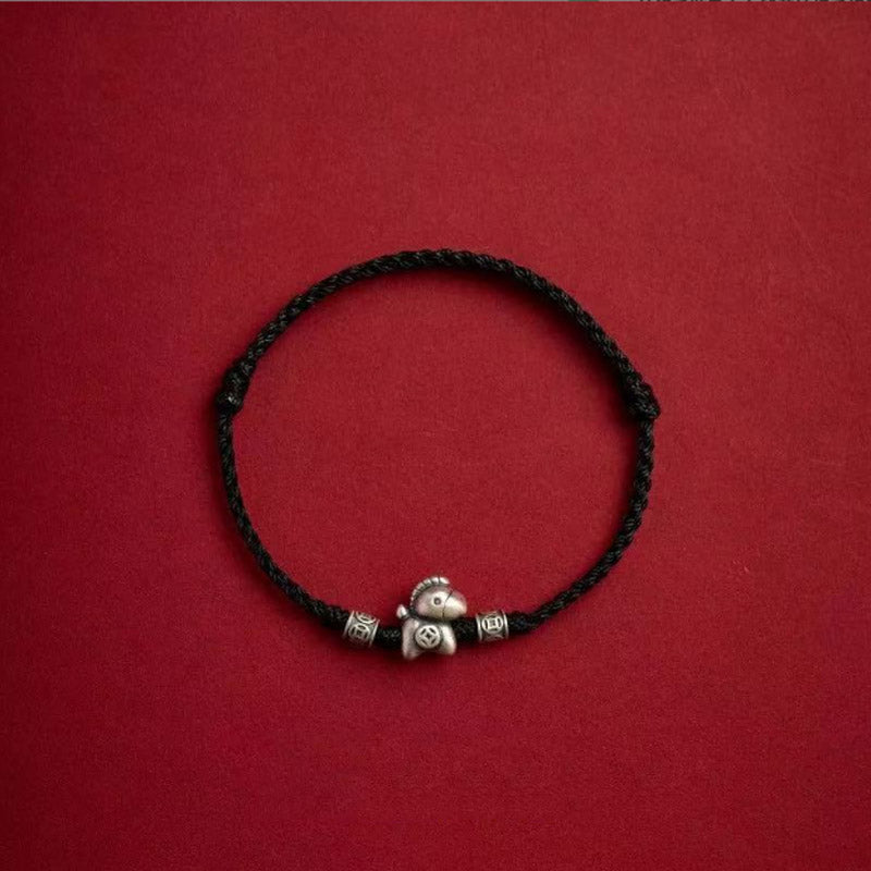 999 Sterling Silver Red String Year of the Horse Love and Luck Bracelet