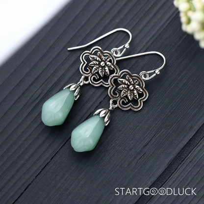 Magnolia Earrings-Natural Hetian Jade & silver-purify soul
