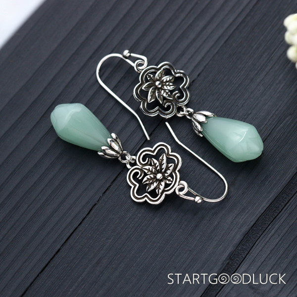 Magnolia Earrings-Natural Hetian Jade & silver-purify soul