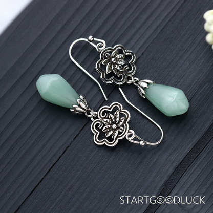 Magnolia Earrings-Natural Hetian Jade & silver-purify soul
